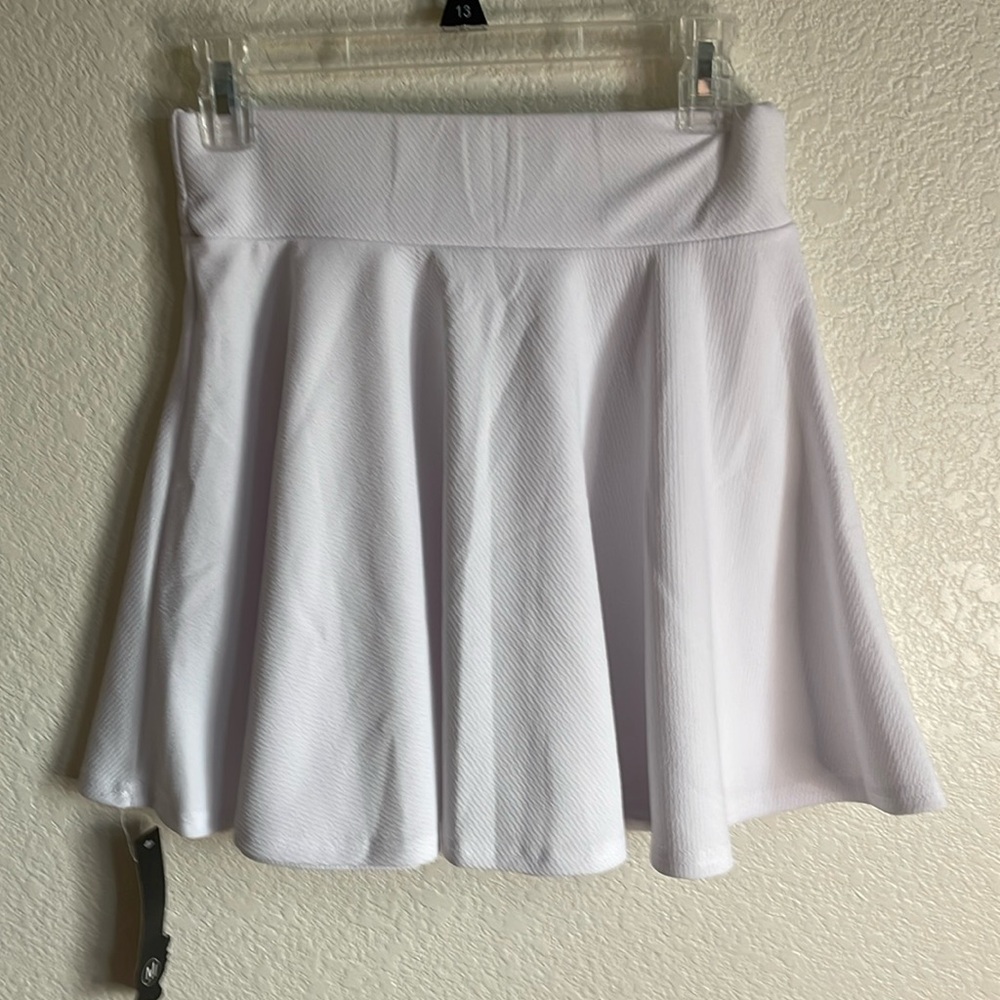Afibi white skater skirt wide elastic waist band